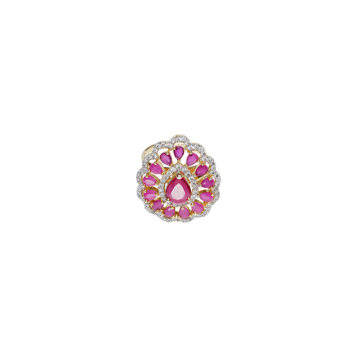 Pink and white ring, tear drop shape. mount gold. Thara ring from Maheswary Collection by Veronica Tharmalingam