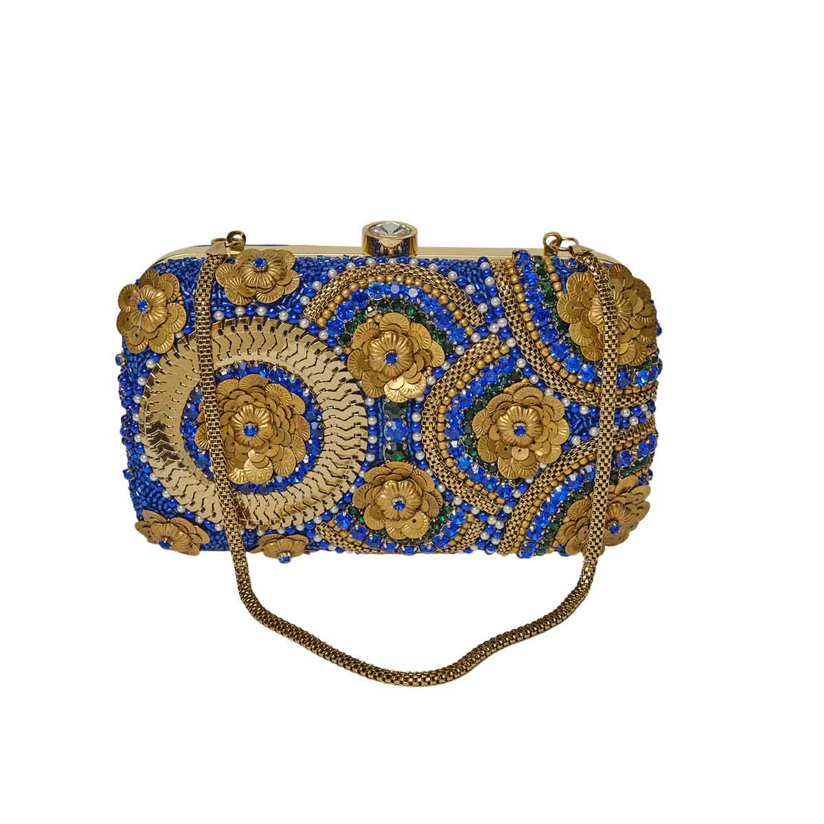 Aelia our Iconic Clutch Bag Royal Blue Hard case Clutch Purse Veronica Tharmalingam