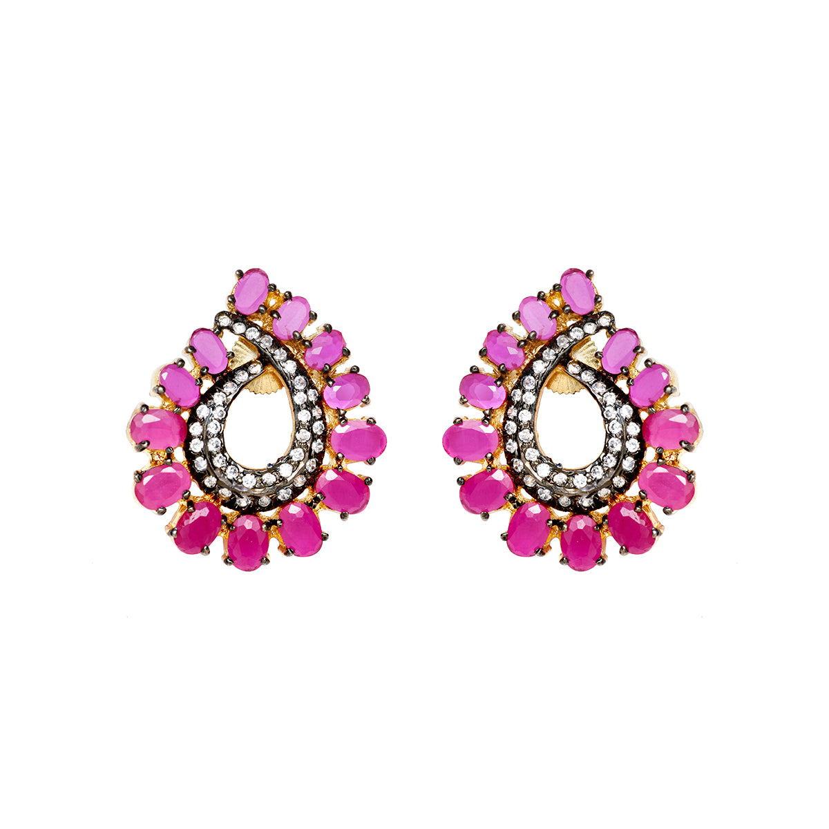 Kumar Jewels Hot Pink Flower Shaped Gold Finished Stud Earrings at Rs  280/pair in Jalandhar