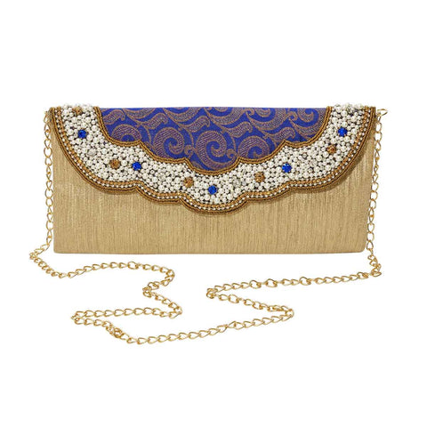 Leela pochette. Pear and gold flat bag with chain strap and hook for mutilple positions. Rani Collection by Veronica Tharmalingam